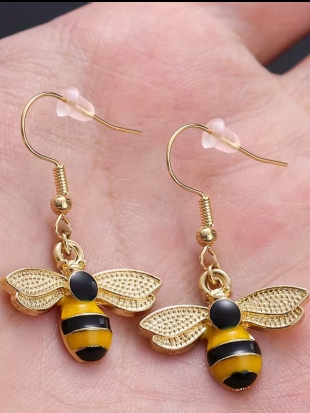 Bee Dangle Metal Earrings